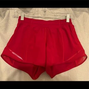 Lululemon Red Hotty Hot shorts 4’ inseam, size 4